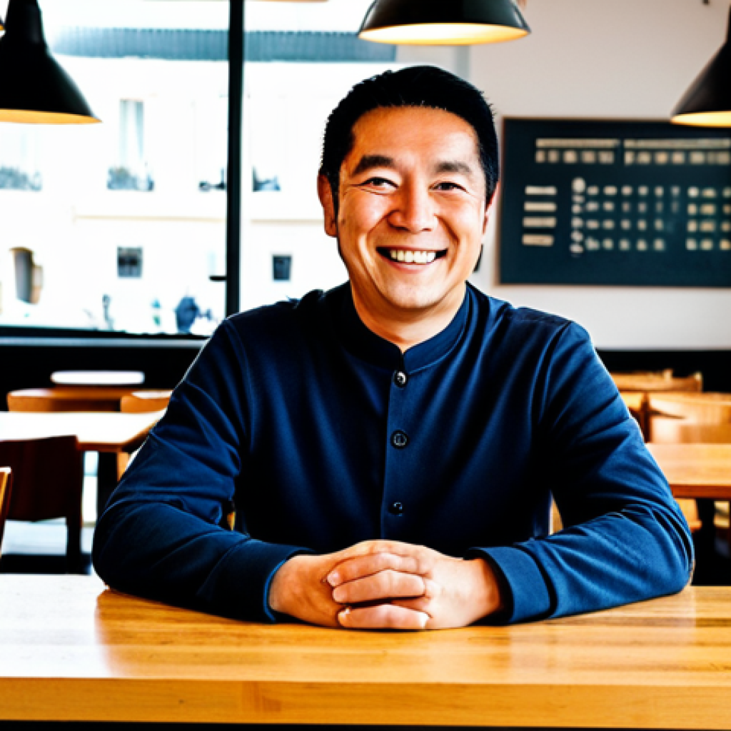 한식조리기능사 취득 후 창업 가능성 - Korean Restaurant Owner**
"A professional, fully clothed restaurant owner smiling warmly at the cam...