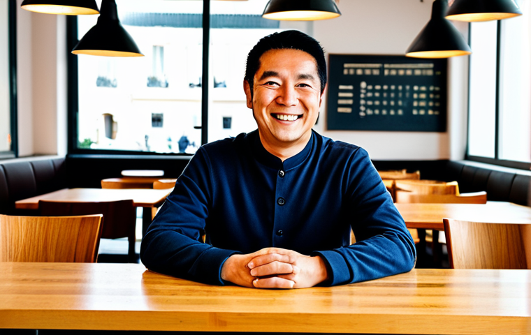 한식조리기능사 취득 후 창업 가능성 - Korean Restaurant Owner**
"A professional, fully clothed restaurant owner smiling warmly at the cam...