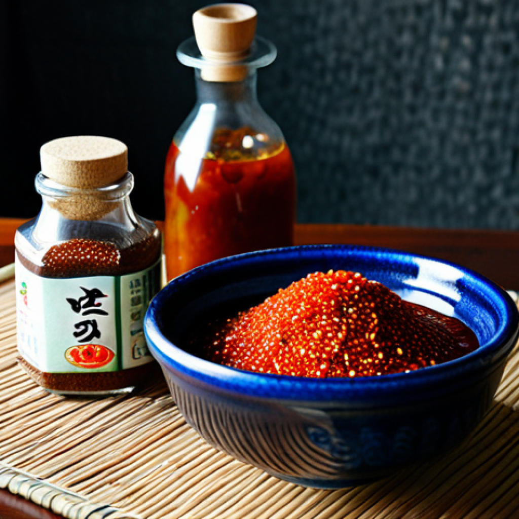 한식조리기능사 필기 요점 정리 PDF - Korean Ingredients Still Life**
"A vibrant still life photograph showcasing essential Korean cookin...
