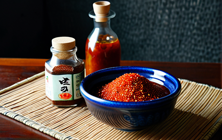 한식조리기능사 필기 요점 정리 PDF - Korean Ingredients Still Life**
"A vibrant still life photograph showcasing essential Korean cookin...