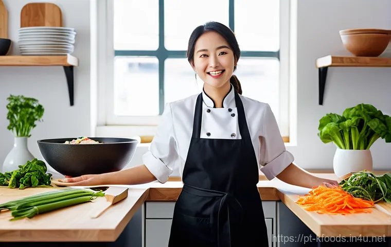 한식조리기능사 실기 연습실 대여 정보 - **Prompt 1: Korean Cooking in Lisbon Studio**
"A young adult Portuguese woman, around 25-30 year...