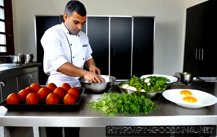한식조리기능사 실기 시험 순서별 공략법 - Photorealistic Portuguese culinary practical examination kitchen, a focused adult candidate in clean...