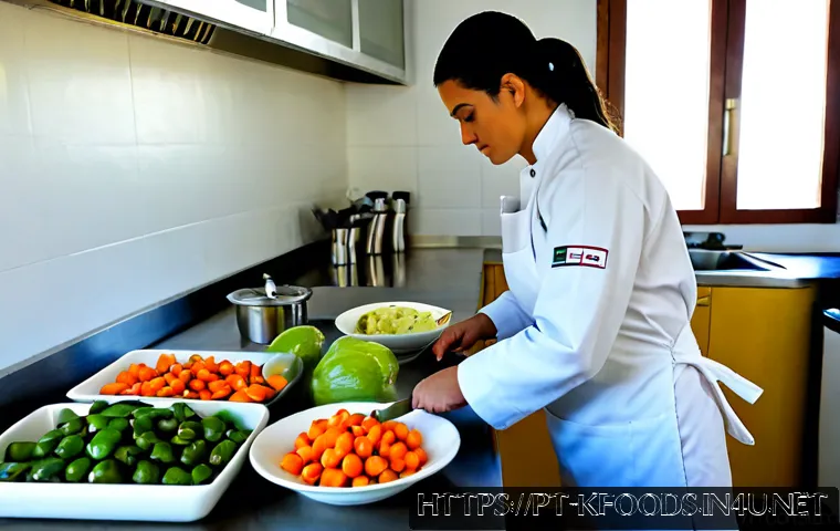 한식조리기능사 실기 시험 조리 과정 팁 - Photorealistic culinary practical examination in a bright Portuguese vocational kitchen, focused adu...